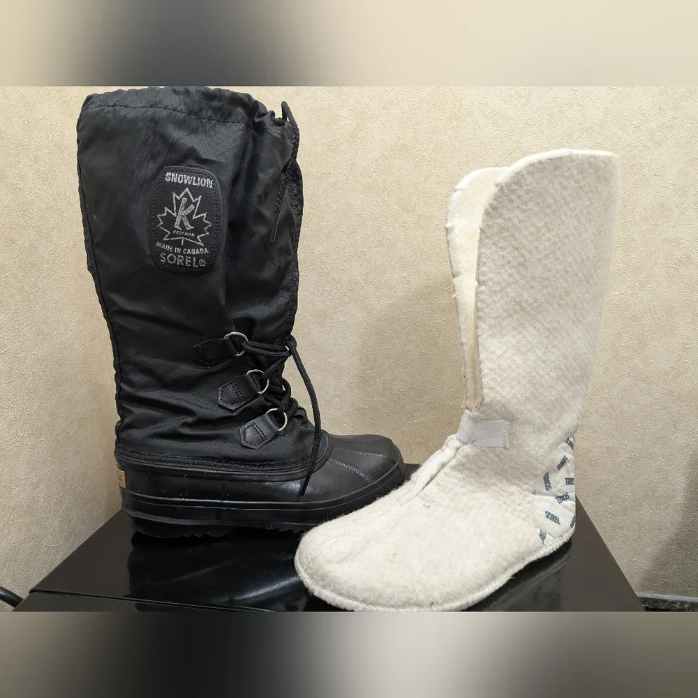 Sorel Kaufman Chunky Snow Lion Boots Size 6 Women's Vintage As New - Picture 10 of 14